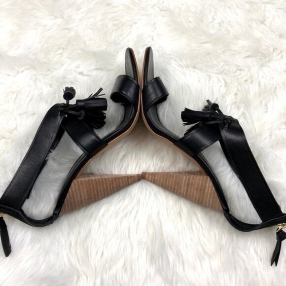 Saturday Kate Spade 8.5 Womens Black Tassel Stack Heels - Picture 8 of 8